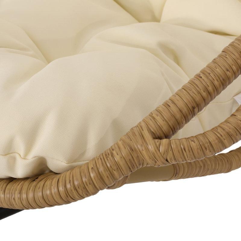 Açık Kahverengi Rattan El Örgüsü Tek Kişilik Ayaklı Balkon Salıncağı - 174079