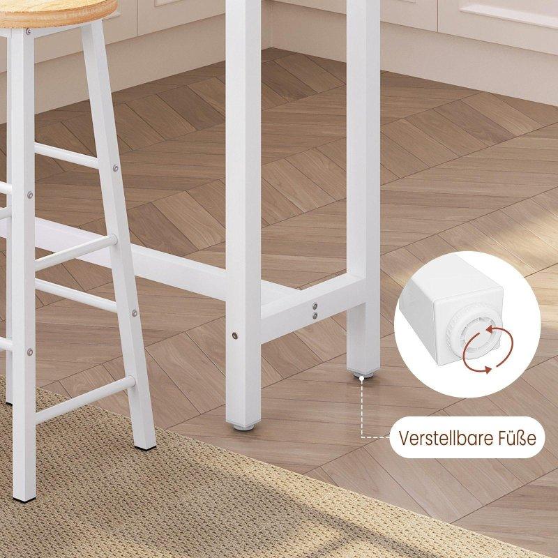 Açık Meşe MDF Tablalı Beyaz Çelik Ayaklı Dikdörtgen Bar Masası - 120x40 cm - 232591
