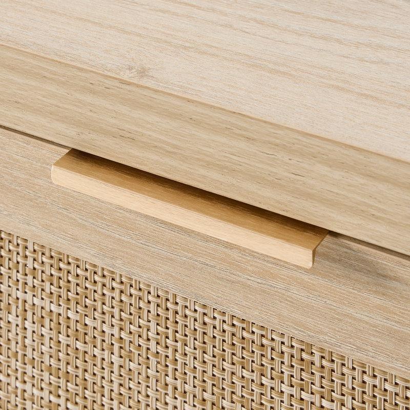 Açık Meşe Rattan Prizli ve USB Şarjlı Komodin - 47 cm - 223572