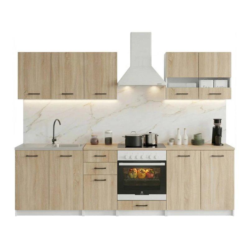 Açık Meşe Rengi Ankastre Fırın Bölmeli 7 Parçalı Modüler Mutfak Modeli - 260 cm - 186673