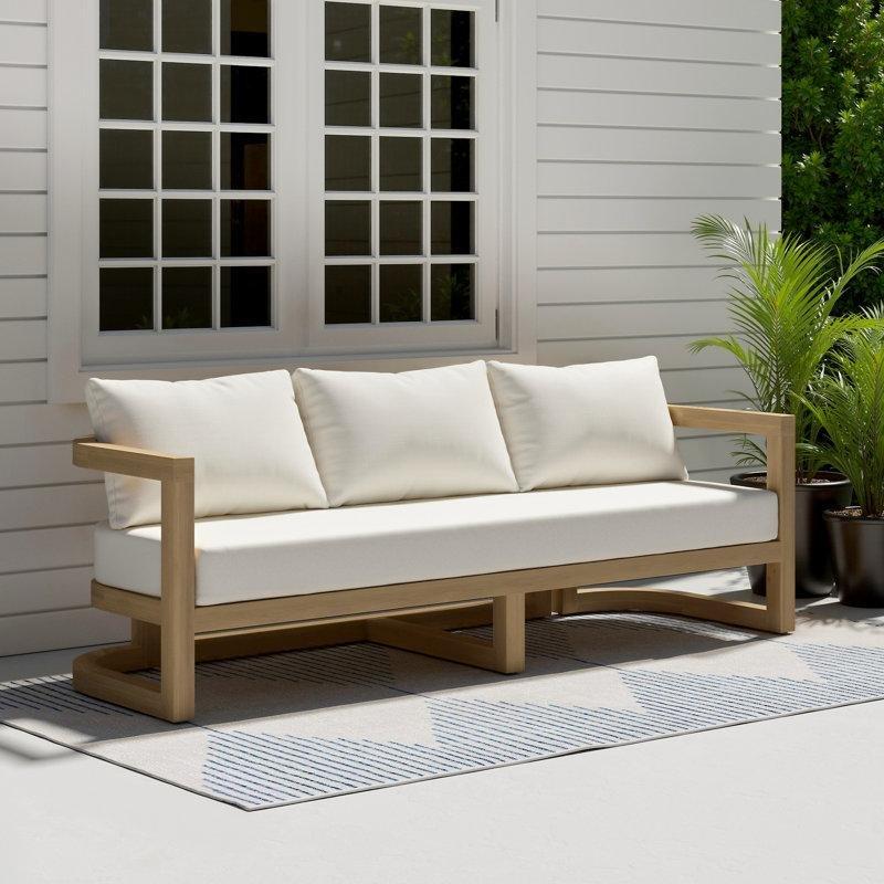 Açık Tik Rengi Masif Akasya Ahşap 3 Kişilik Hava Koşullarına Dayanıklı Palet Koltuk - 232x79 cm - 177317