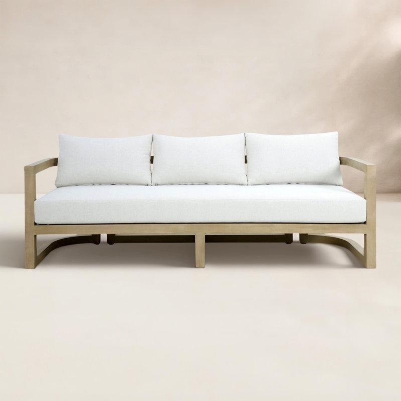 Açık Tik Rengi Masif Akasya Ahşap 3 Kişilik Hava Koşullarına Dayanıklı Palet Koltuk - 232x79 cm - 177317