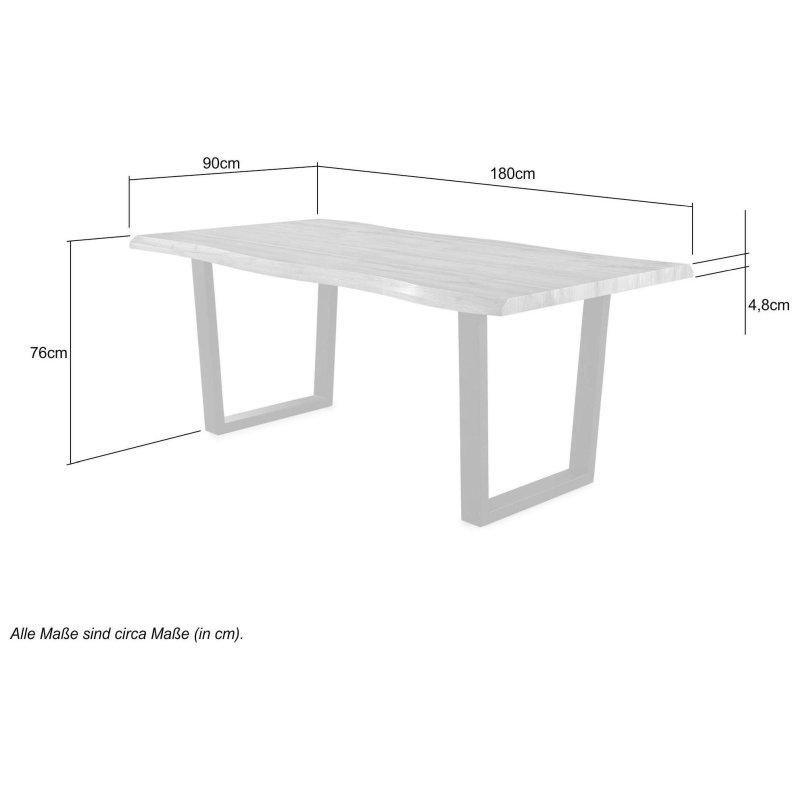 Açık Vahşi Meşe Rengi Kütük Tasarımlı Metal U Ayaklı Bohem Yemek Masası - 180x90 cm - 236613