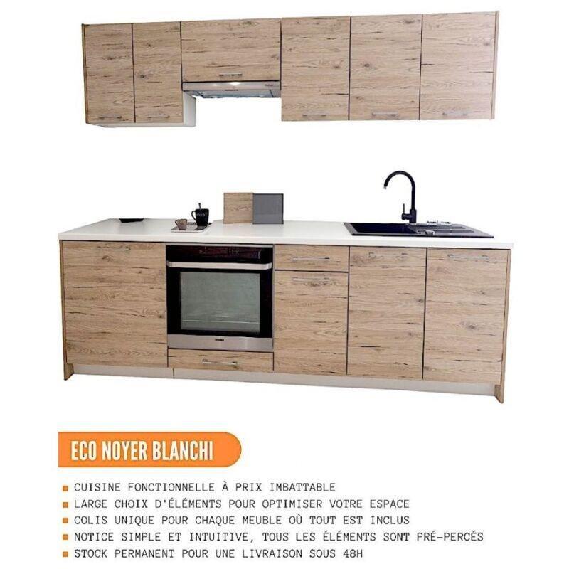 Ağartılmış Ceviz ve Beyaz Metal 7 Modüllü Komple Mutfak Modeli - 240 cm - 186290