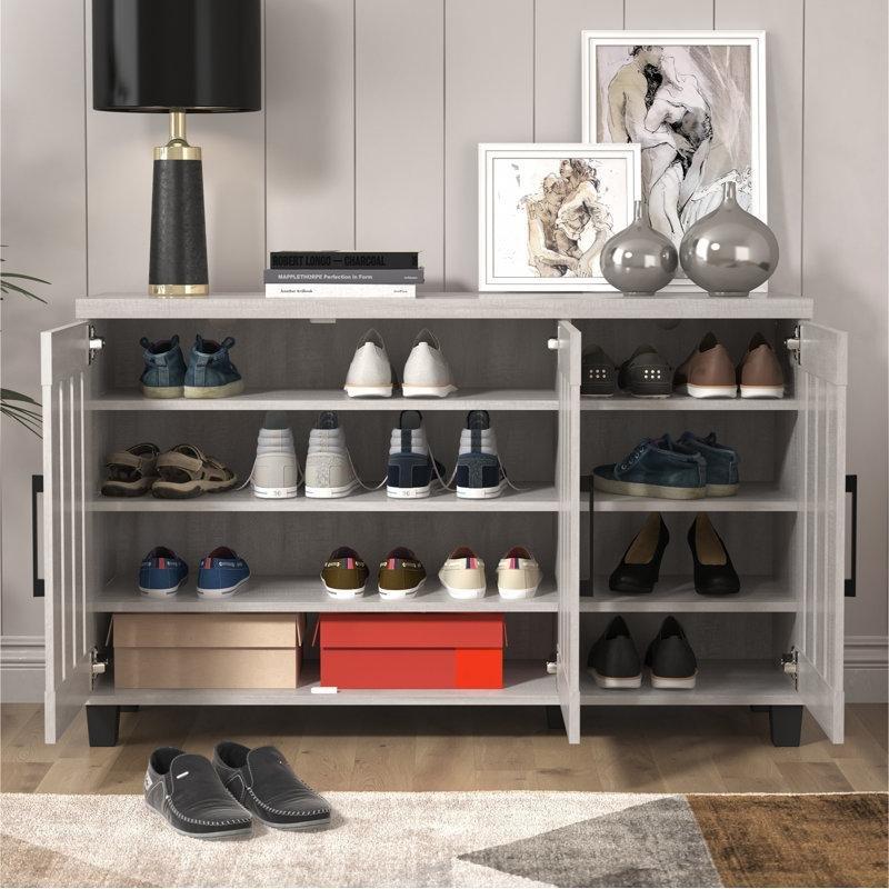 Ahşap 3 Kapaklı Havalandırmalı Ayarlanabilir Raflı Ayakkabılık - 116x34x72 cm - 230154