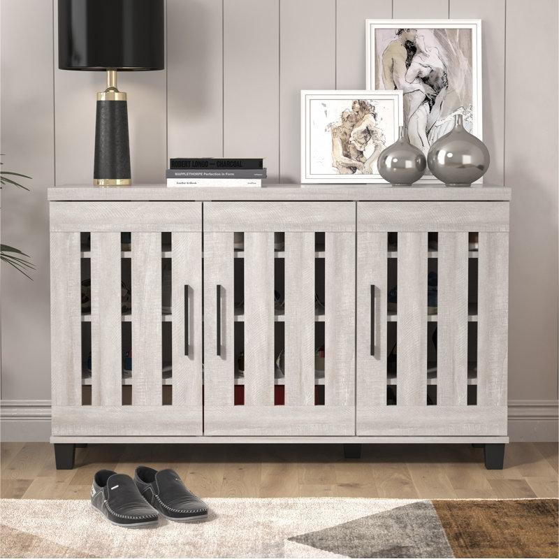 Ahşap 3 Kapaklı Havalandırmalı Ayarlanabilir Raflı Ayakkabılık - 116x34x72 cm - 230154