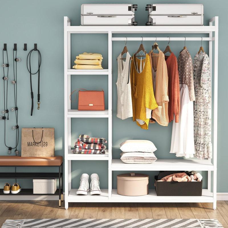 Ahşap 7 Raflı Ayaklı Askılık - 120 cm - 165460