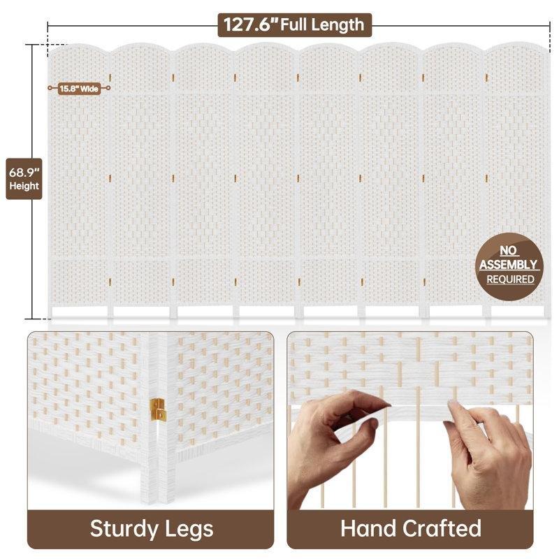 Ahşap 8 Panelli Katlanır Ayaklı Paravan - 176x325 cm - 184619