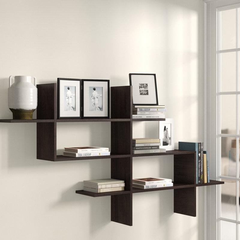 Ahşap Asimetrik 3 Katlı Duvar Rafı - 151 cm - 180311