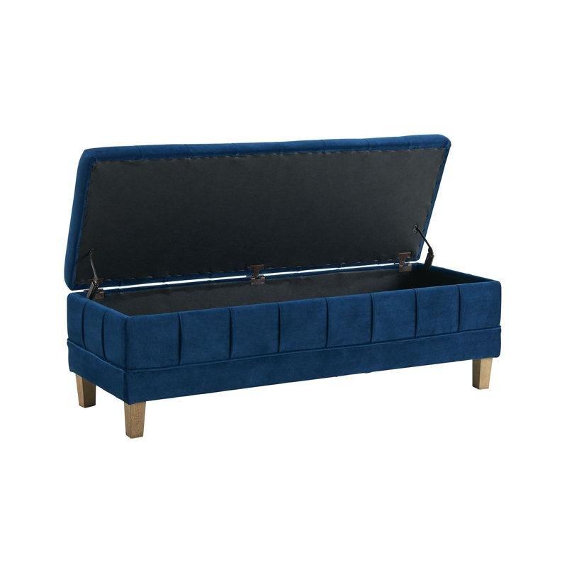 Ahşap Ayaklı Kadife Kapitoneli Sandıklı Bench - 133 cm - 164740