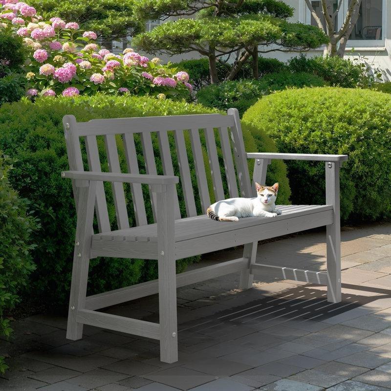 Ahşap Dokulu HDPE Hava Koşullarına Dayanıklı Kolçaklı Bahçe Bankı - 116 cm - 171913