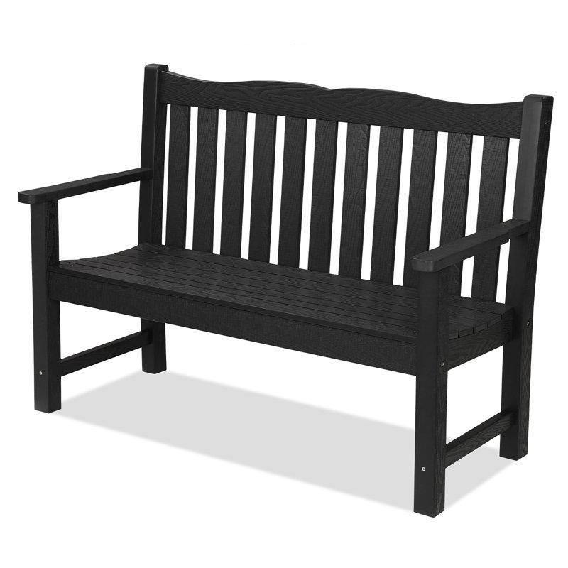 Ahşap Dokulu Plastik Hava Koşullarına Dayanıklı Bahçe Bankı - 125 cm - 172289