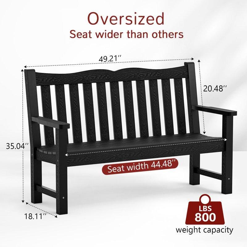 Ahşap Dokulu Plastik Hava Koşullarına Dayanıklı Bahçe Bankı - 125 cm - 172289