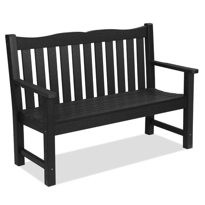 Ahşap Dokulu Plastik Hava Koşullarına Dayanıklı Bahçe Bankı - 125 cm - 172289