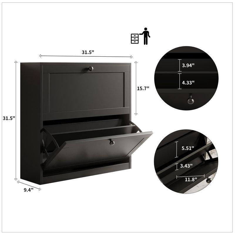 Ahşap Düşer Kapaklı 24 Çift Kapasiteli Ayakkabılık Dolabı - 81 cm - 227666