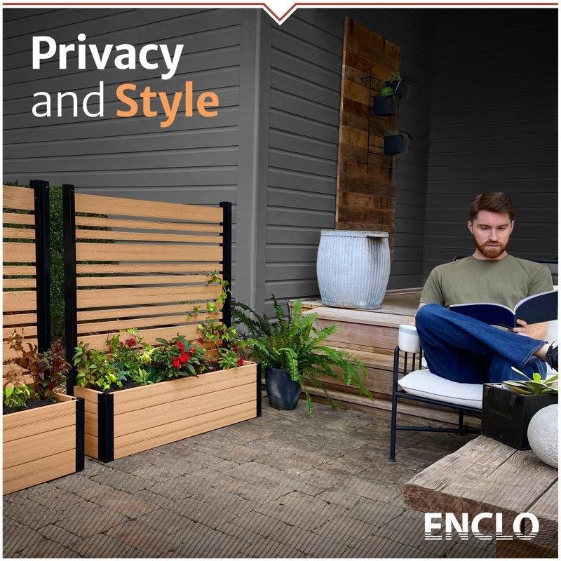 Ahşap Görünümlü PVC Saksılı Ayaklı Bahçe Paravanı - 117x112 cm - 173031