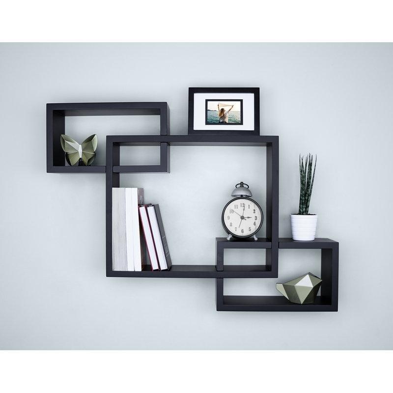 Ahşap İç İçe Geçmeli Kare Duvar Rafı - 68x43x11 cm - 179239