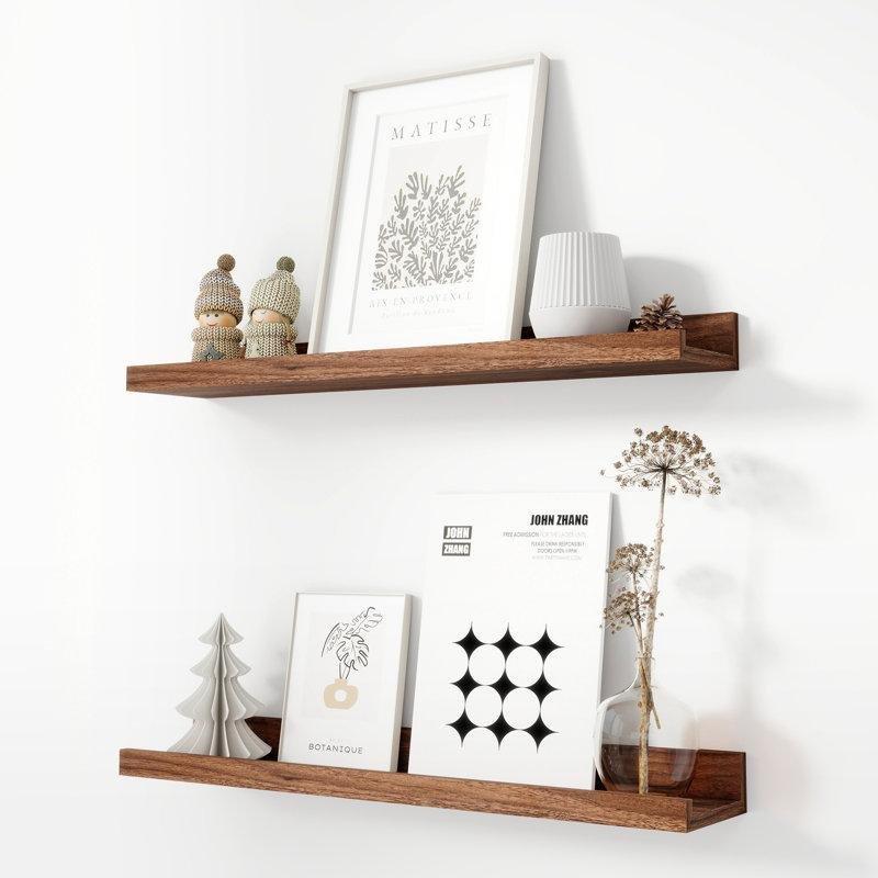 Ahşap İkili Resim Çerçevesi Duvar Rafı - 61 cm - 180525