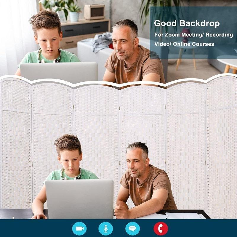 Ahşap İskeletli Dokuma Lifli 6 Panelli Katlanabilir Paravan - 176x244 cm - 184706