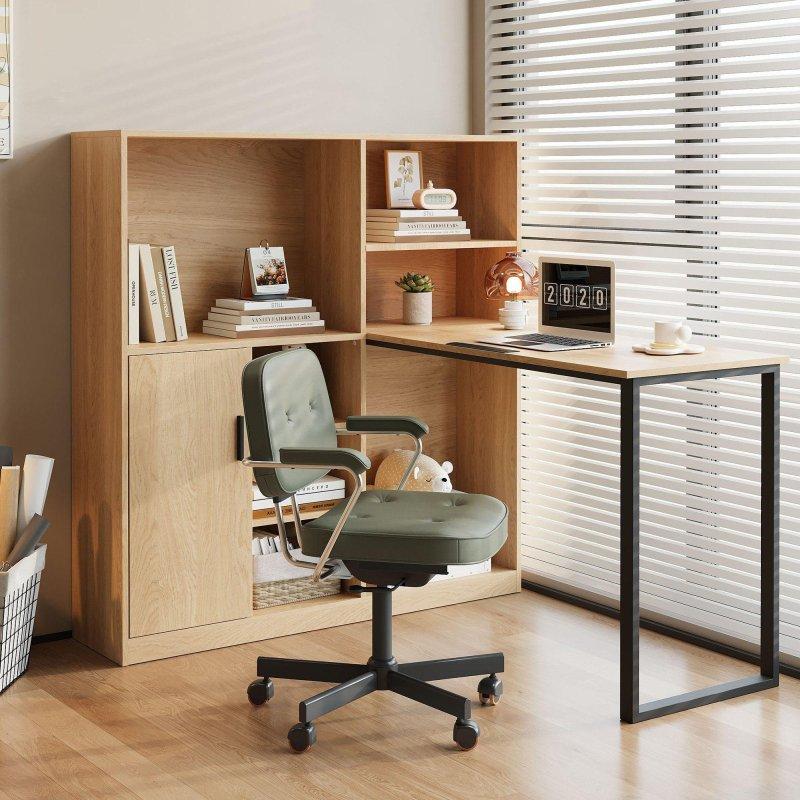 Ahşap Rengi ve Siyah MDF Dolaplı Raflı Bar Masası - 130 cm - 232121