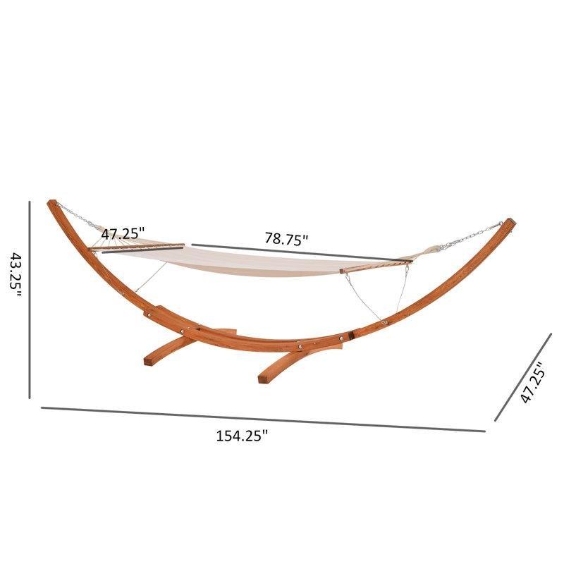 Ahşap Standlı Pamuk Tek Kişilik Ayaklı Hamak - 404 cm - 178473