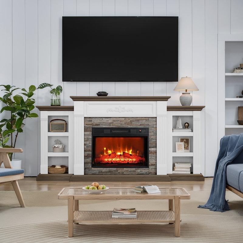 Ahşap TV Üniteli Raflı Elektrikli Şömine - 183 cm - 184336