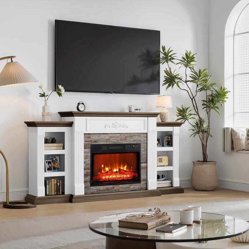 Ahşap TV Üniteli Raflı Elektrikli Şömine - 183 cm - 184336