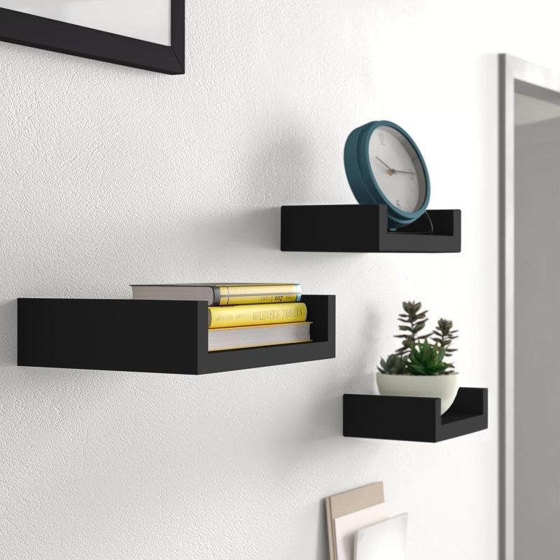 Ahşap U Şekilli 3lü Set Duvar Rafı - 180071