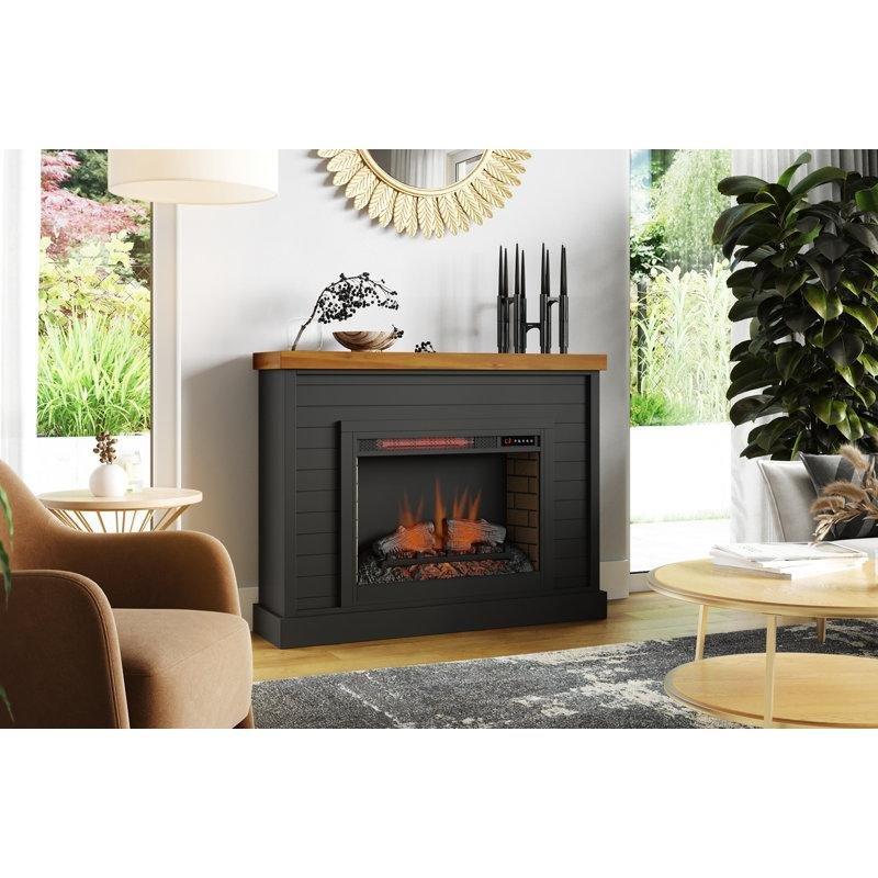 Ahşap Üstlü Shiplap Tasarım Uzaktan Kumandalı Elektrikli Şömine - 122 cm - 184073