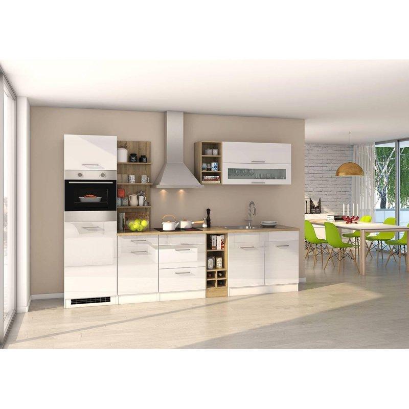 Ahşap ve Antrasit Suntalam Beyaz Eşyalı Mutfak Modeli - 300 cm - 185345