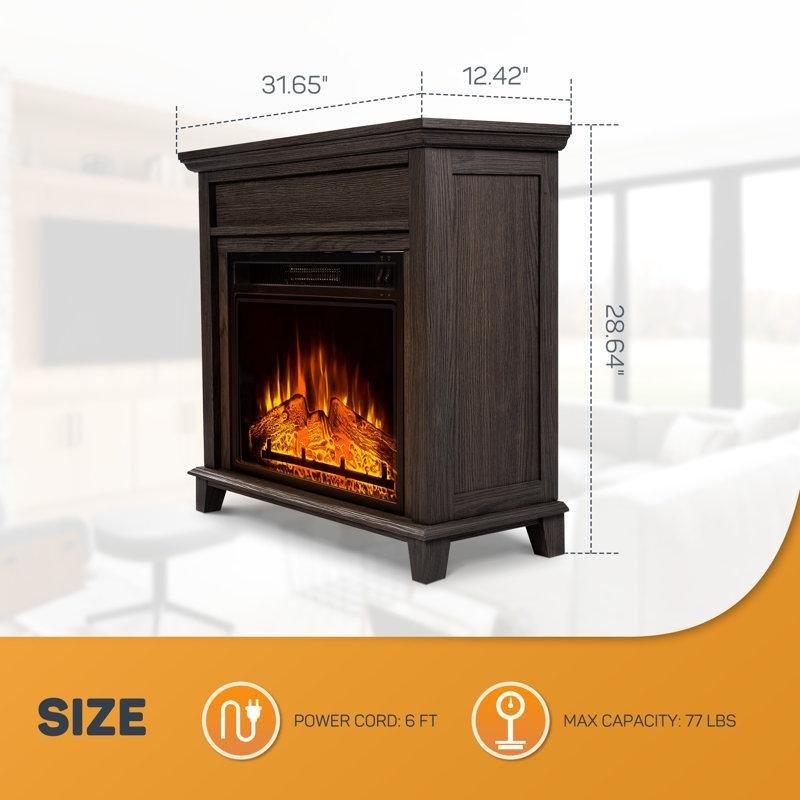 Ahşap ve Metal Uzaktan Kumandalı Solo Duran Elektrikli Şömine - 81 cm - 184058