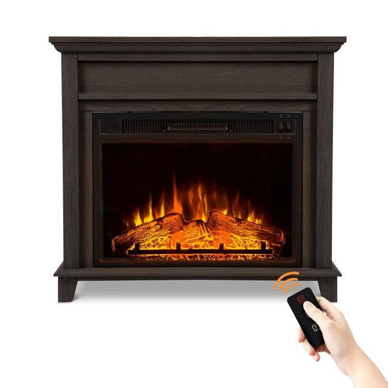 Ahşap ve Metal Uzaktan Kumandalı Solo Duran Elektrikli Şömine - 81 cm - 184058