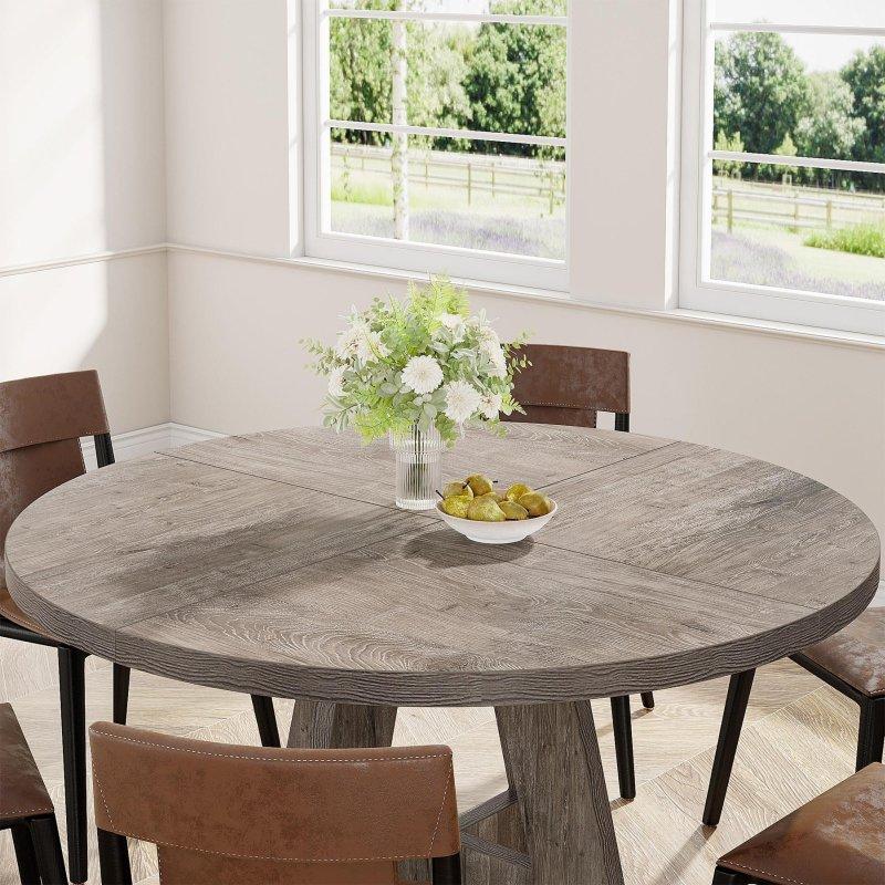 Ahşap Yuvarlak X-Çapraz Ayaklı 4 Kişilik Bohem Yemek Masası - 120 cm - 238229