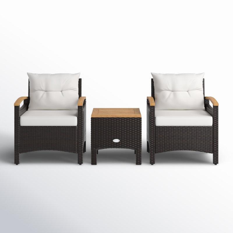 Akasya Ahşap Tablalı Karışık Kahverengi PE Rattan 2 Kişilik Bahçe Takımı - 210296