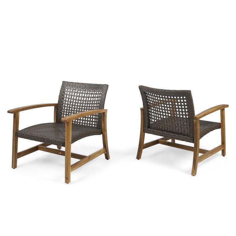 Akasya Ahşap ve Hasır Kollu 2li Set Bahçe Sandalyesi - 173204