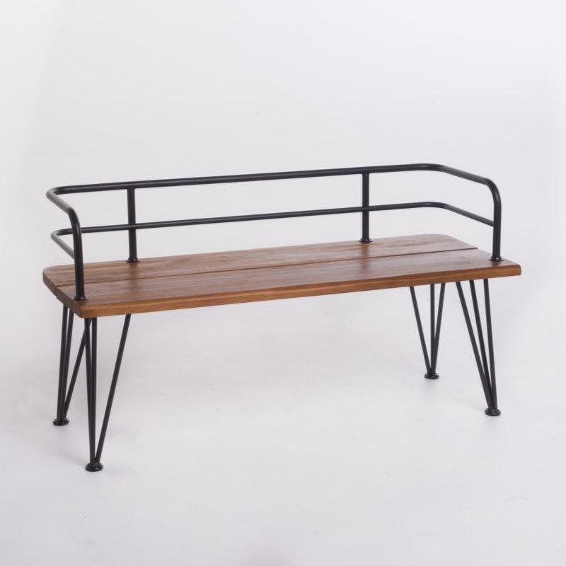 Akasya Ahşap ve Metal Sırtlıklı 3 Kişilik Bahçe Bankı - 122 cm - 172325