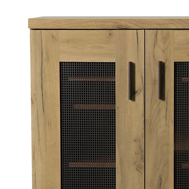 Altın Meşe Ahşap Fileli Kapaklı Ayakkabılık Dolabı - 82x40x98 cm - 227881