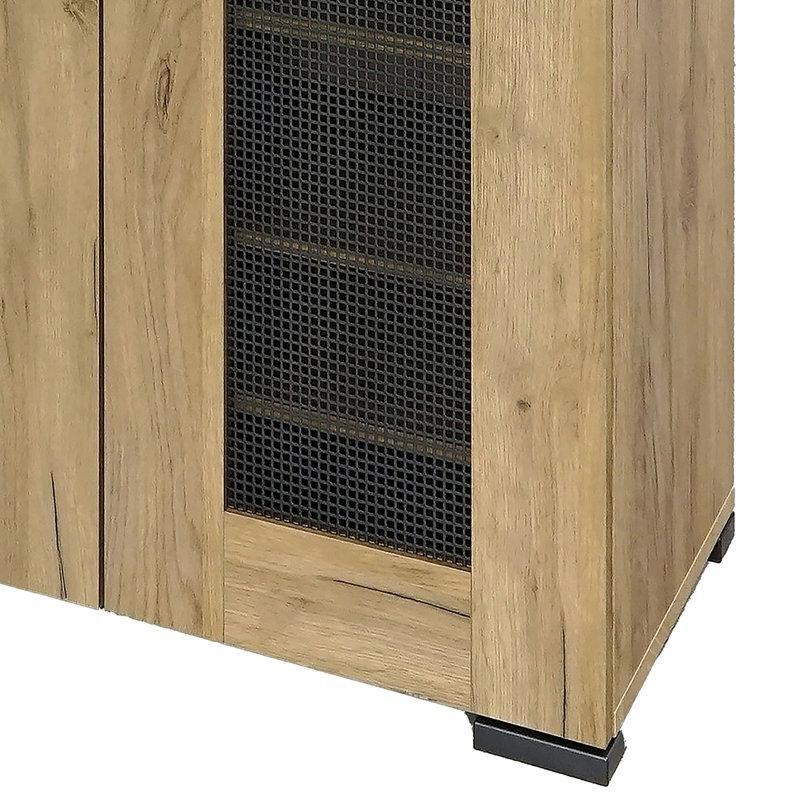 Altın Meşe Ahşap Fileli Kapaklı Ayakkabılık Dolabı - 82x40x98 cm - 227881