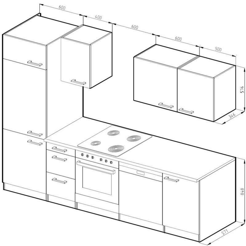 Altın Meşe ve Antrasit Modüler Kulpsuz Mutfak Modeli - 270 cm - 186242