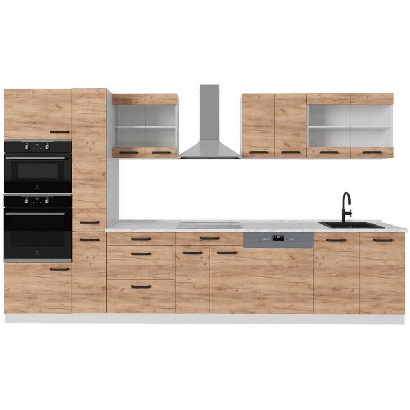 Altın Meşe ve Beyaz Suntalam Modüler Tezgahsız Mutfak Modeli - 350 cm - 186040