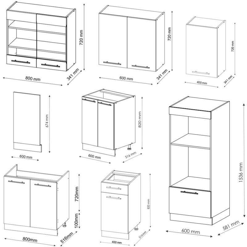 Altın Meşe ve Beyaz Suntalam Soft-Close Menteşeli Modüler Mutfak Modeli - 300 cm - 186202