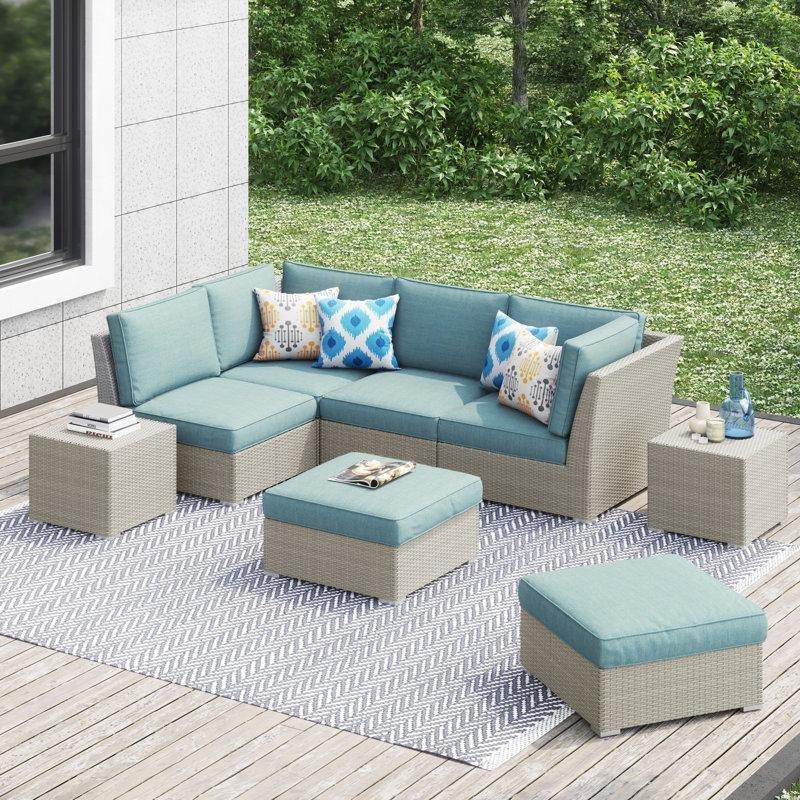 Alüminyum İskeletli Rattan 6 Kişilik Minderli Köşe Bahçe Takımı - 212003