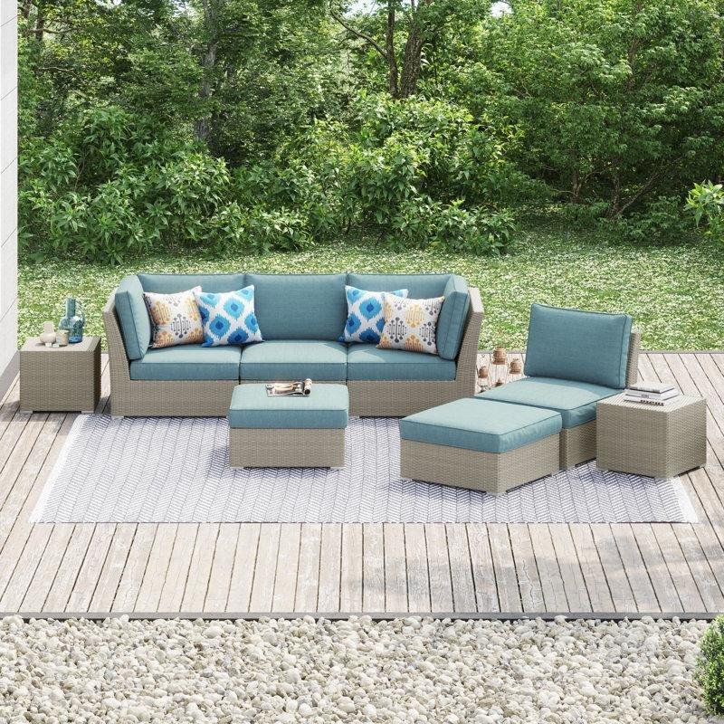 Alüminyum İskeletli Rattan 6 Kişilik Minderli Köşe Bahçe Takımı - 212003