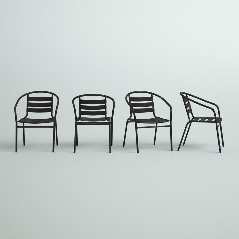 Alüminyum İstiflenebilir Çıtalı Kollu Bahçe Sandalyesi - 4lü Set - 174771