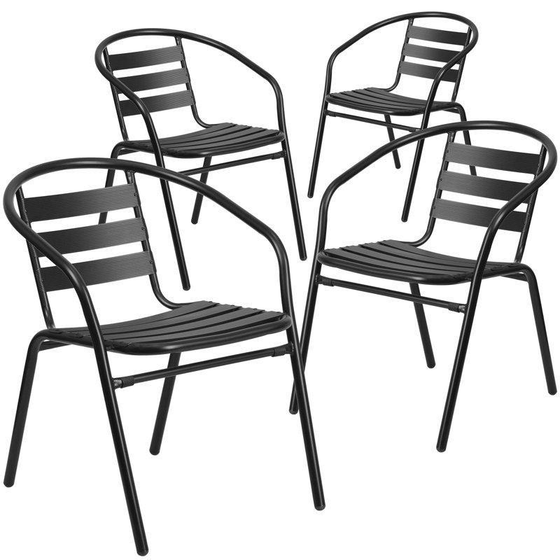 Alüminyum İstiflenebilir Çıtalı Kollu Bahçe Sandalyesi - 4lü Set - 174771