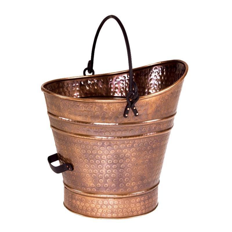 Antik Bakır Demir Çift Tabanlı Yalıtımlı Kül Kovası - 39x36 cm - 188433