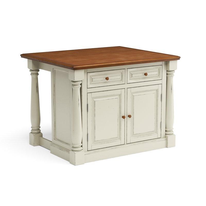 Antik Beyaz Masif Ahşap Açılır Kapanır Tablalı Mutfak Adası - 122 cm - 178114