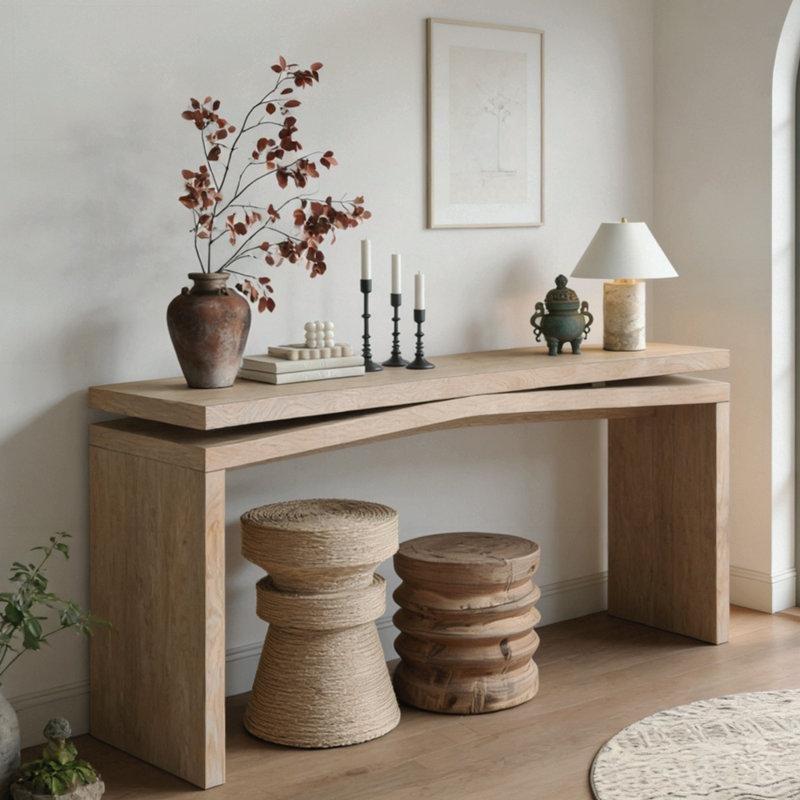 Antik Doğal Masif Ahşap Rustik Raflı Koltuk Arkası Dresuar - 165 cm - 217770