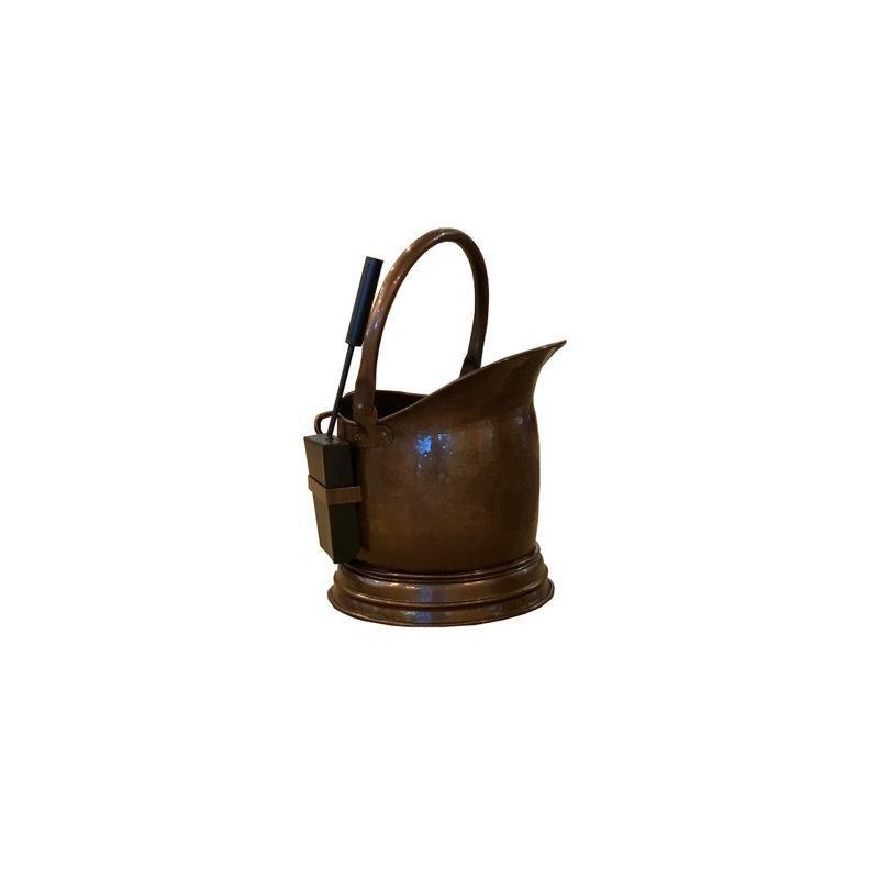 Antik Pirinç Rengi Çelik Kürekli Taşıma Kulplu Kül Kovası - 49 cm - 188166