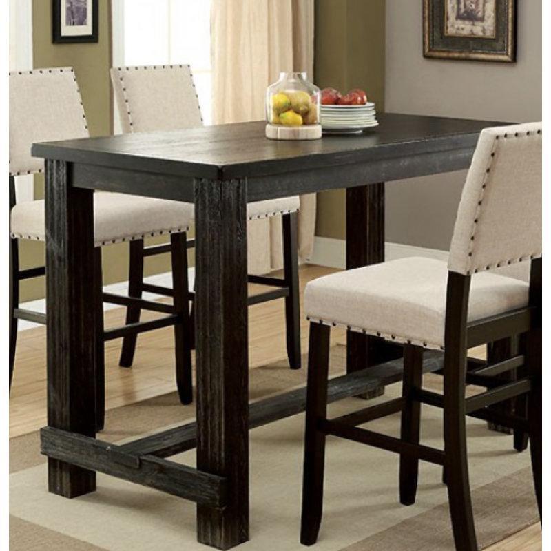 Antik Siyah Masif ve Endüstriyel Ahşap Dikdörtgen Payandalı Bar Masası - 153x77 cm - 231472